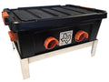 USA Made 50lb Capacity 6 Port Automatic Chicken Feeder with Welded Aluminum Poultry Stand