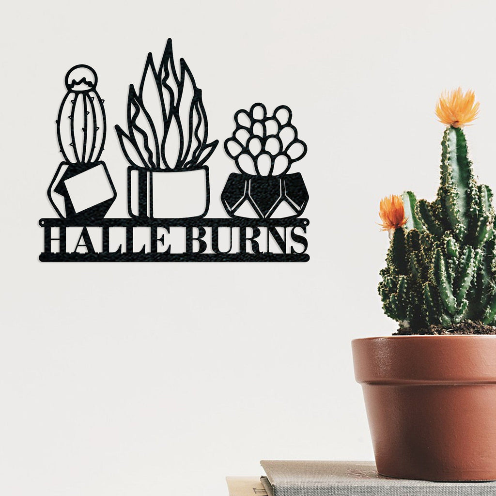 3 Little Succulents Personalized Metal sign
