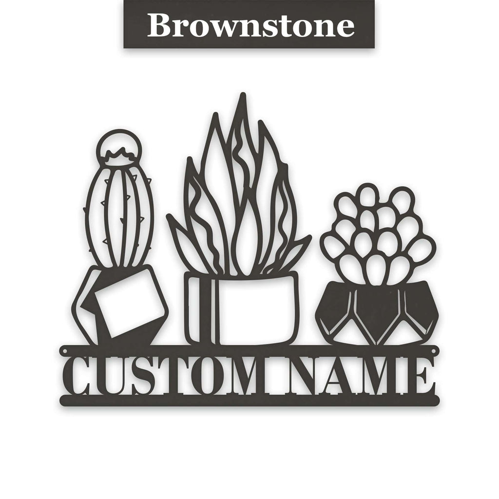 3 Little Succulents Personalized Metal sign