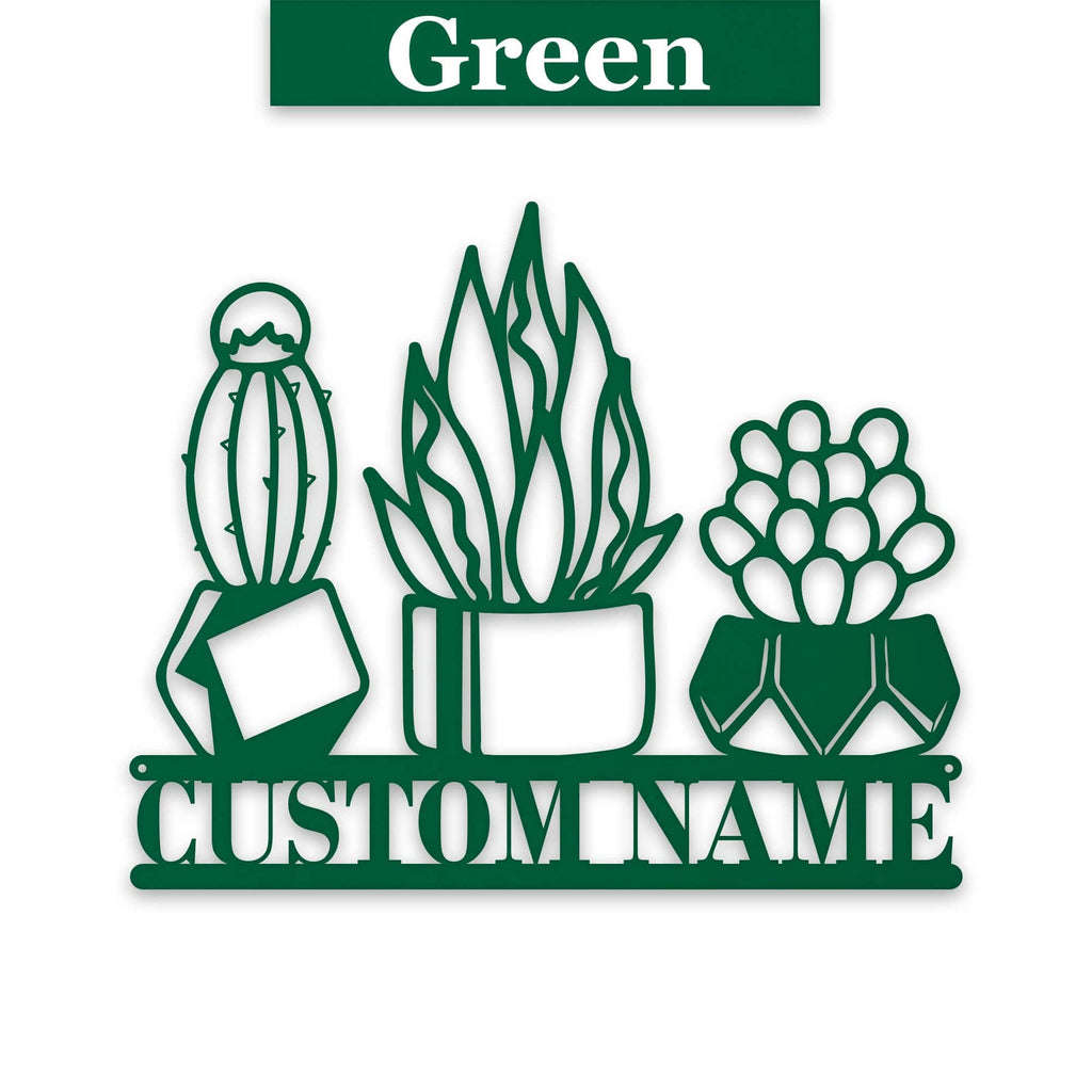 3 Little Succulents Personalized Metal sign