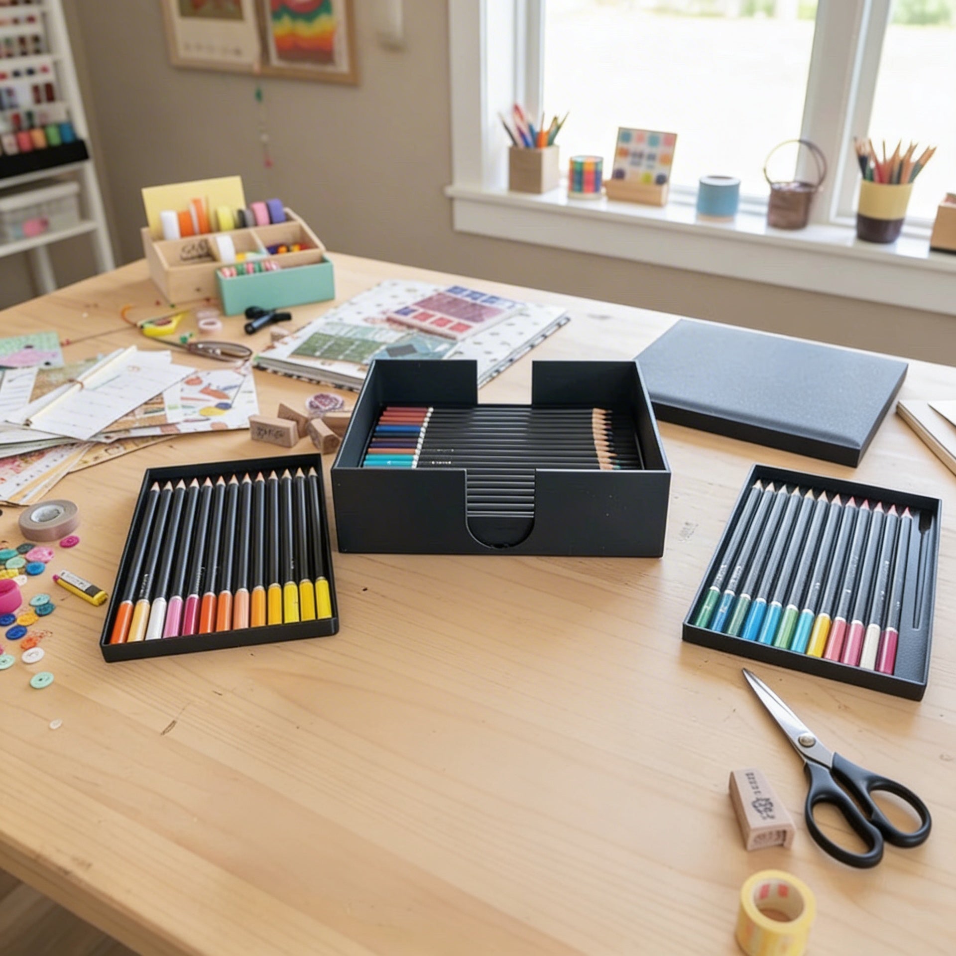 3-5-7-9 Tray Colored Pencil Storage Organizer – 3D Printed Caddy for Home & Classroom