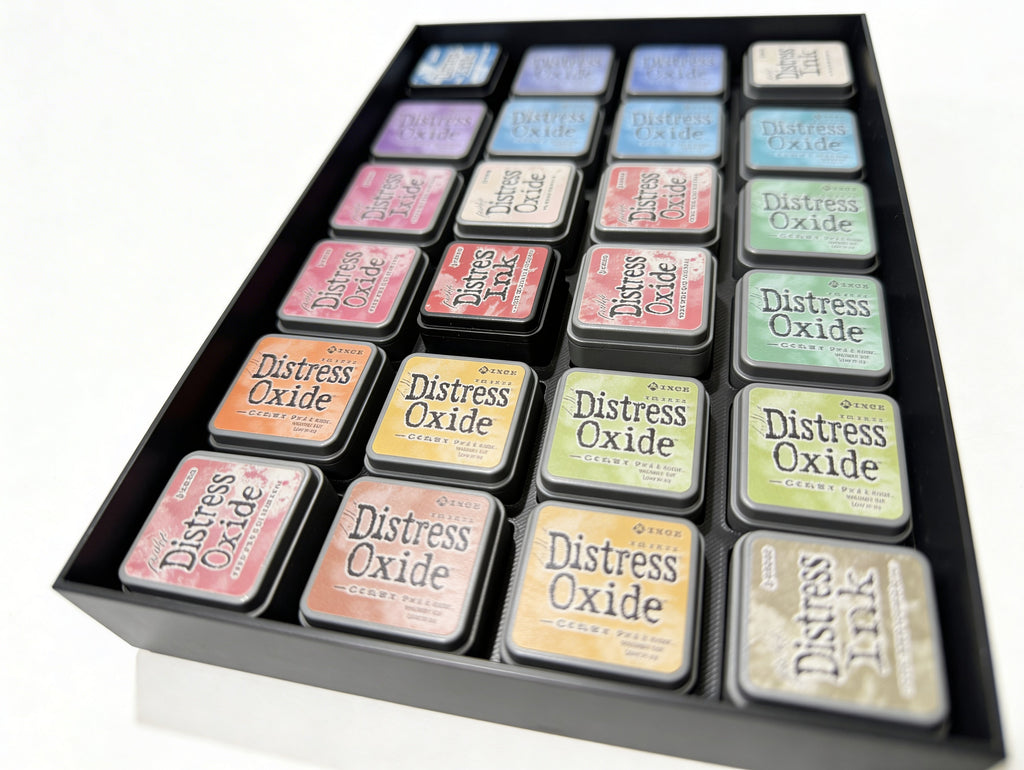 Distress Oxide Mini Ink Pad Holder – 24 Slot Storage Tray for Tim Holtz Mini Ink Pads