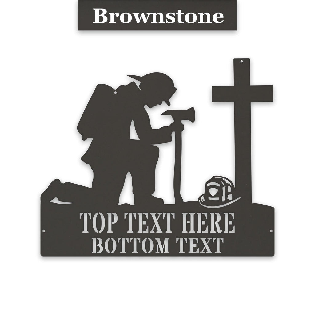 Firefighter Memorial Sign - Personalized Metal Tribute Plaque With Custom Text
