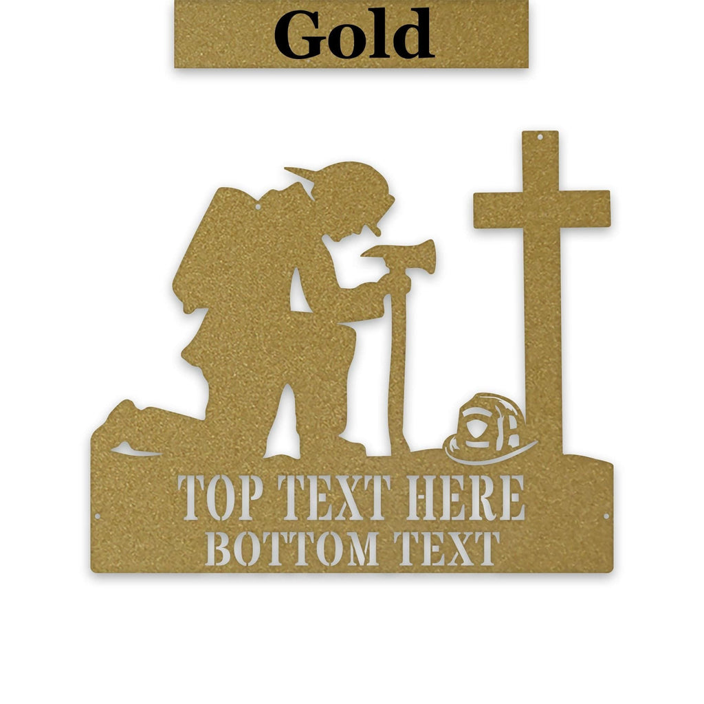 Firefighter Memorial Sign - Personalized Metal Tribute Plaque With Custom Text