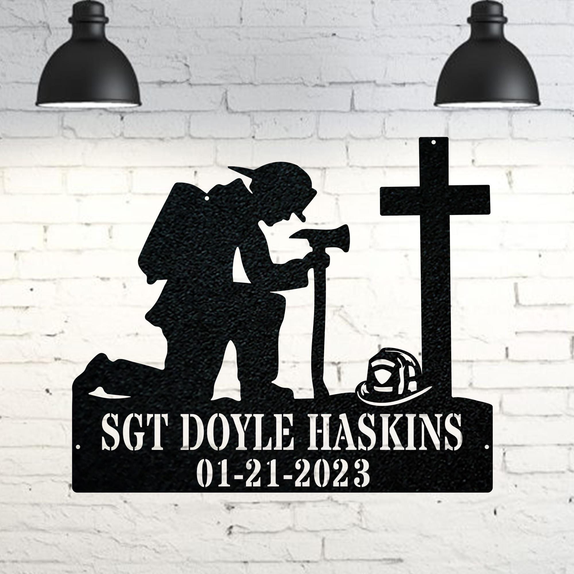 Firefighter Memorial Sign - Personalized Metal Tribute Plaque With Custom Text