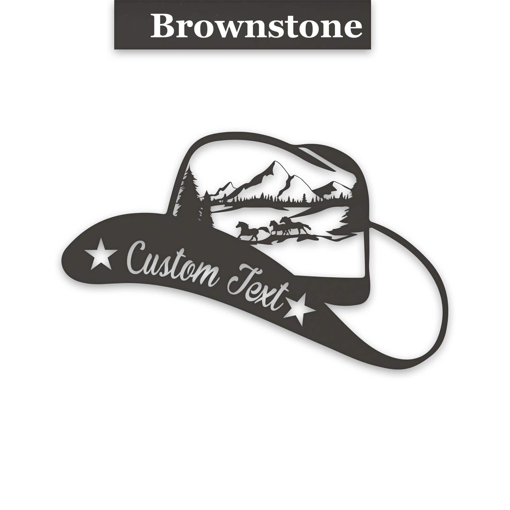 Cowboy Hat Metal Sign - Rustic Western Decor With Horses Running Design