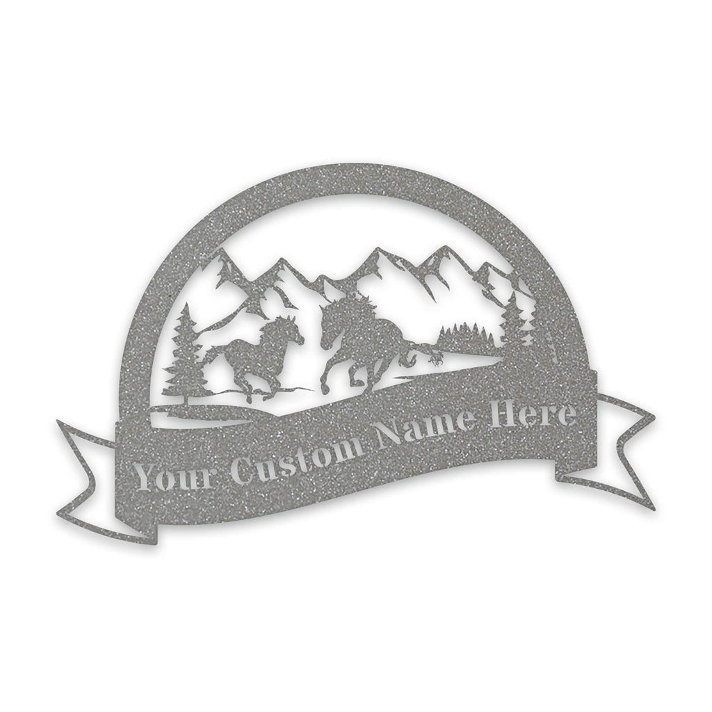 Great Outdoors- Half Moon Wild Horses Personalized Metal Sign