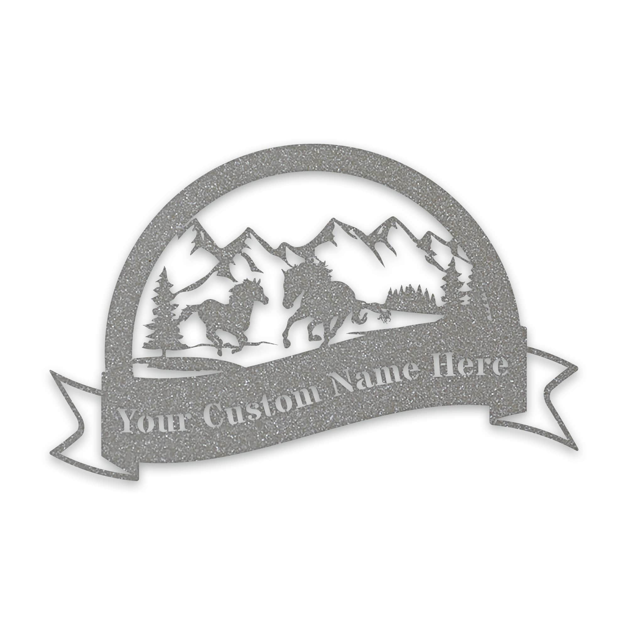 Great Outdoors- Half Moon Wild Horses Personalized Metal Sign