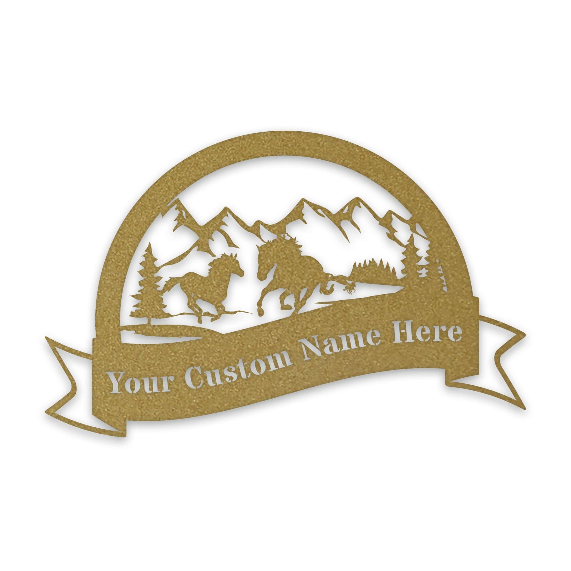 Great Outdoors- Half Moon Wild Horses Personalized Metal Sign