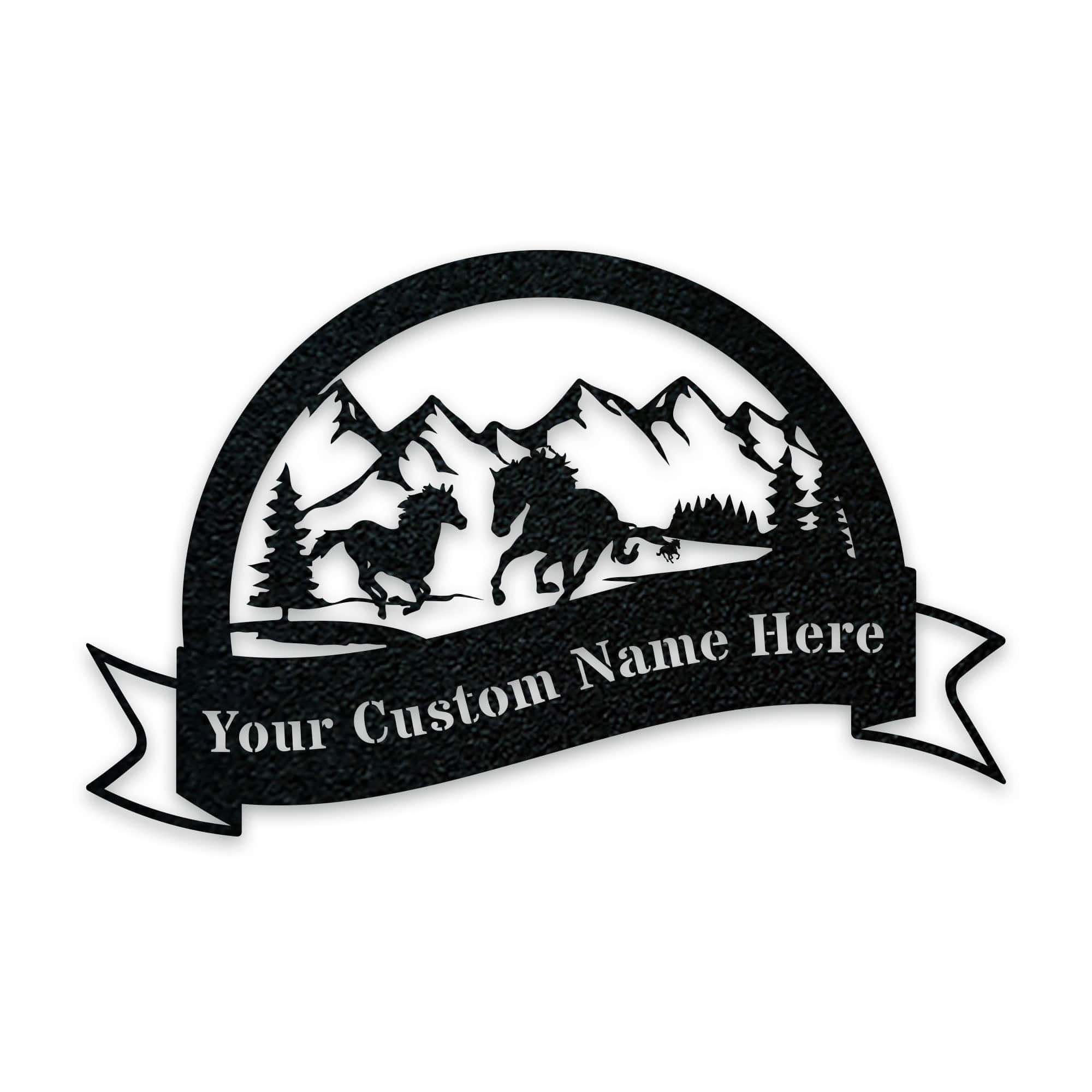 Great Outdoors- Half Moon Wild Horses Personalized Metal Sign
