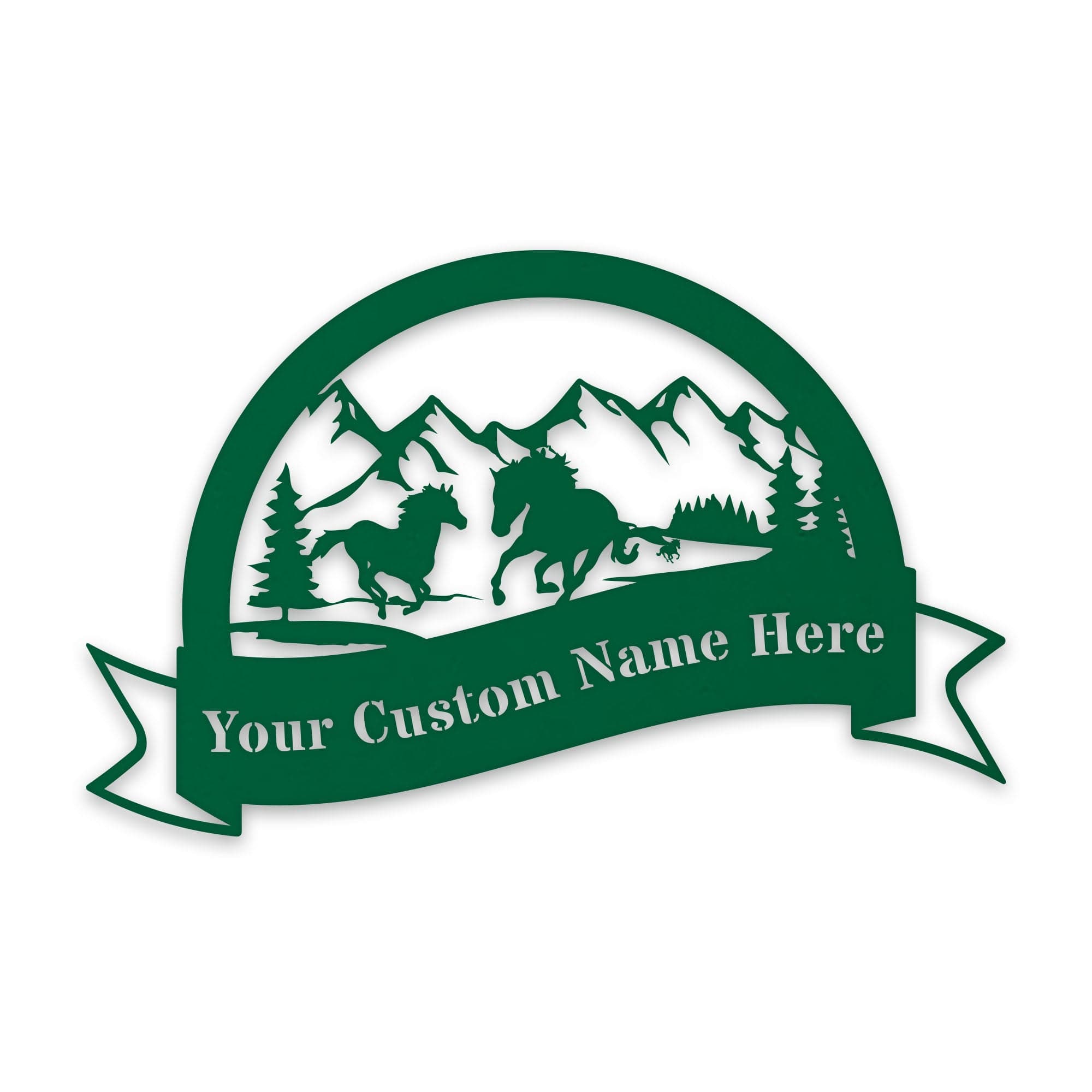 Great Outdoors- Half Moon Wild Horses Personalized Metal Sign