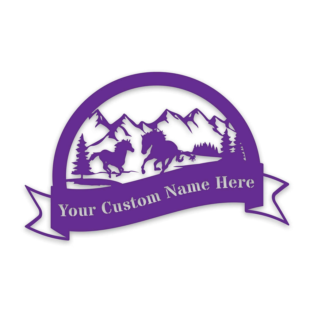 Great Outdoors- Half Moon Wild Horses Personalized Metal Sign