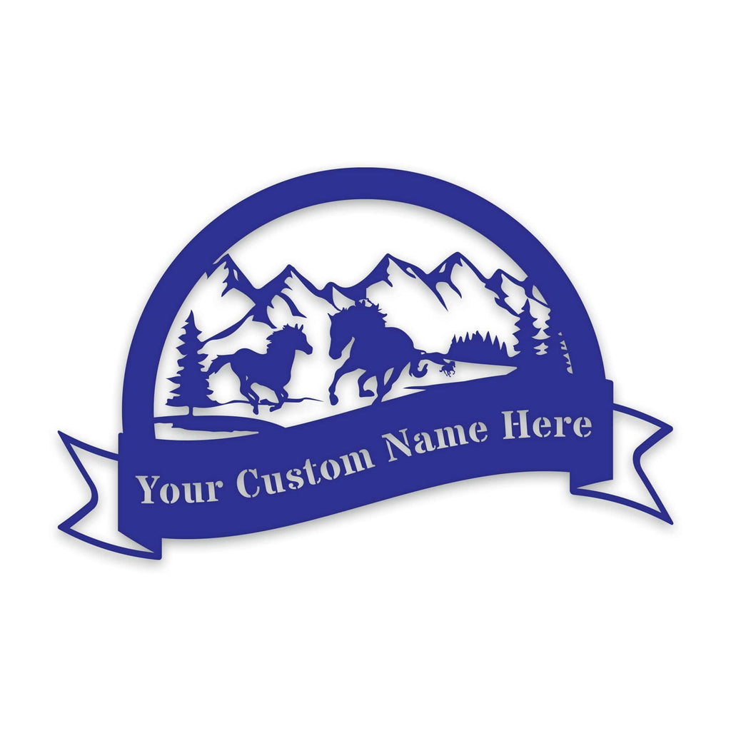 Great Outdoors- Half Moon Wild Horses Personalized Metal Sign