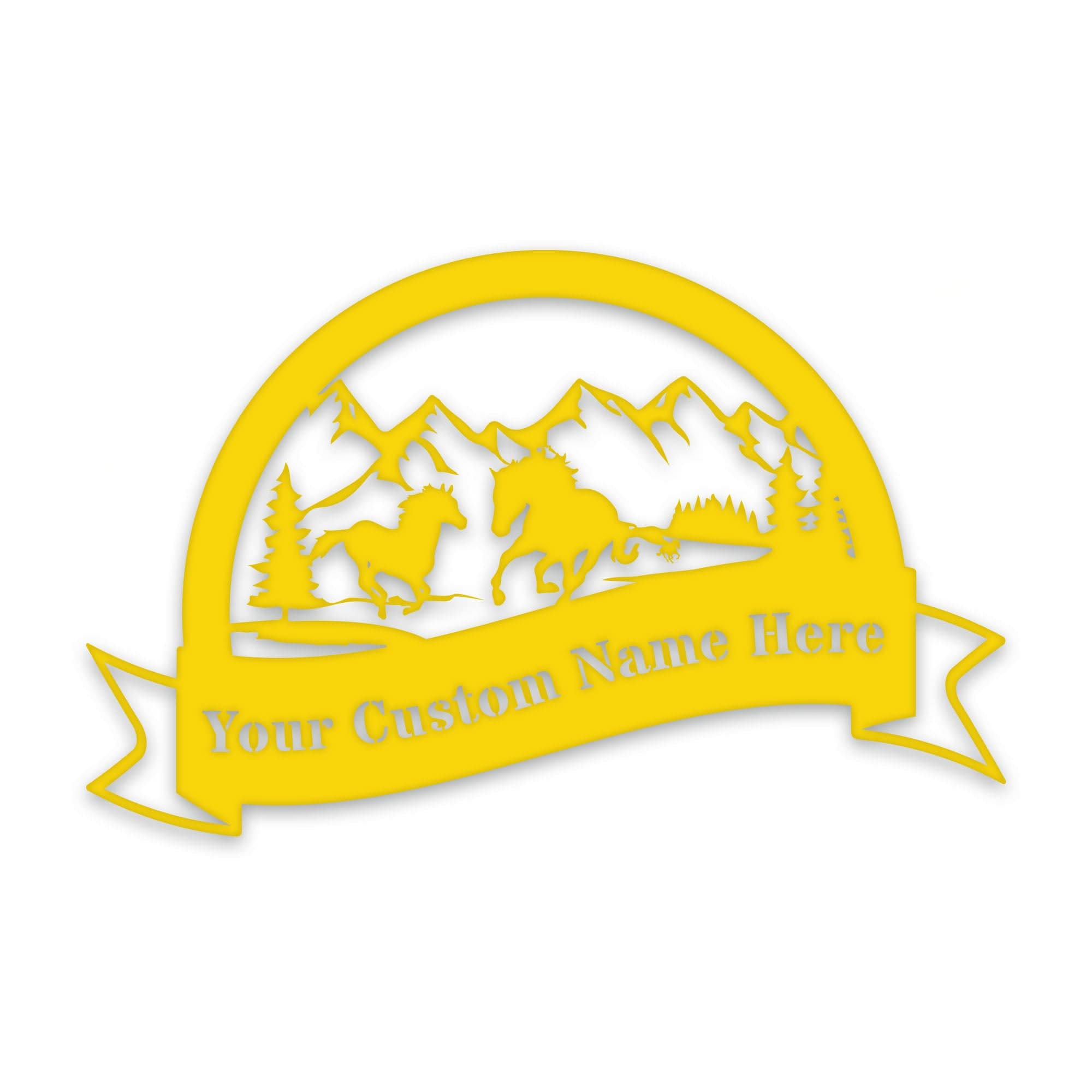 Great Outdoors- Half Moon Wild Horses Personalized Metal Sign