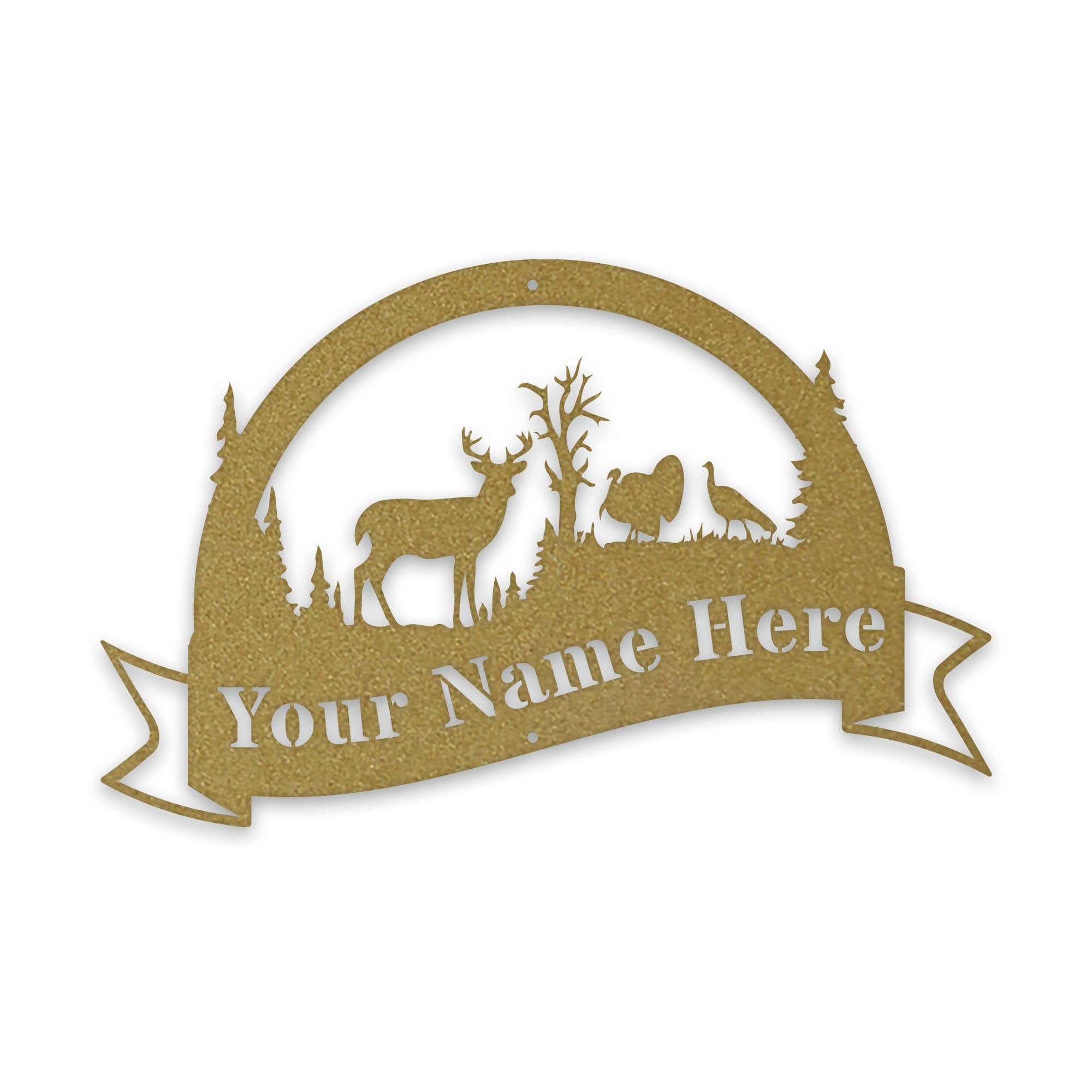 Great Outdoors Halfmoon Deer and Turkey Personalized Metal Sign