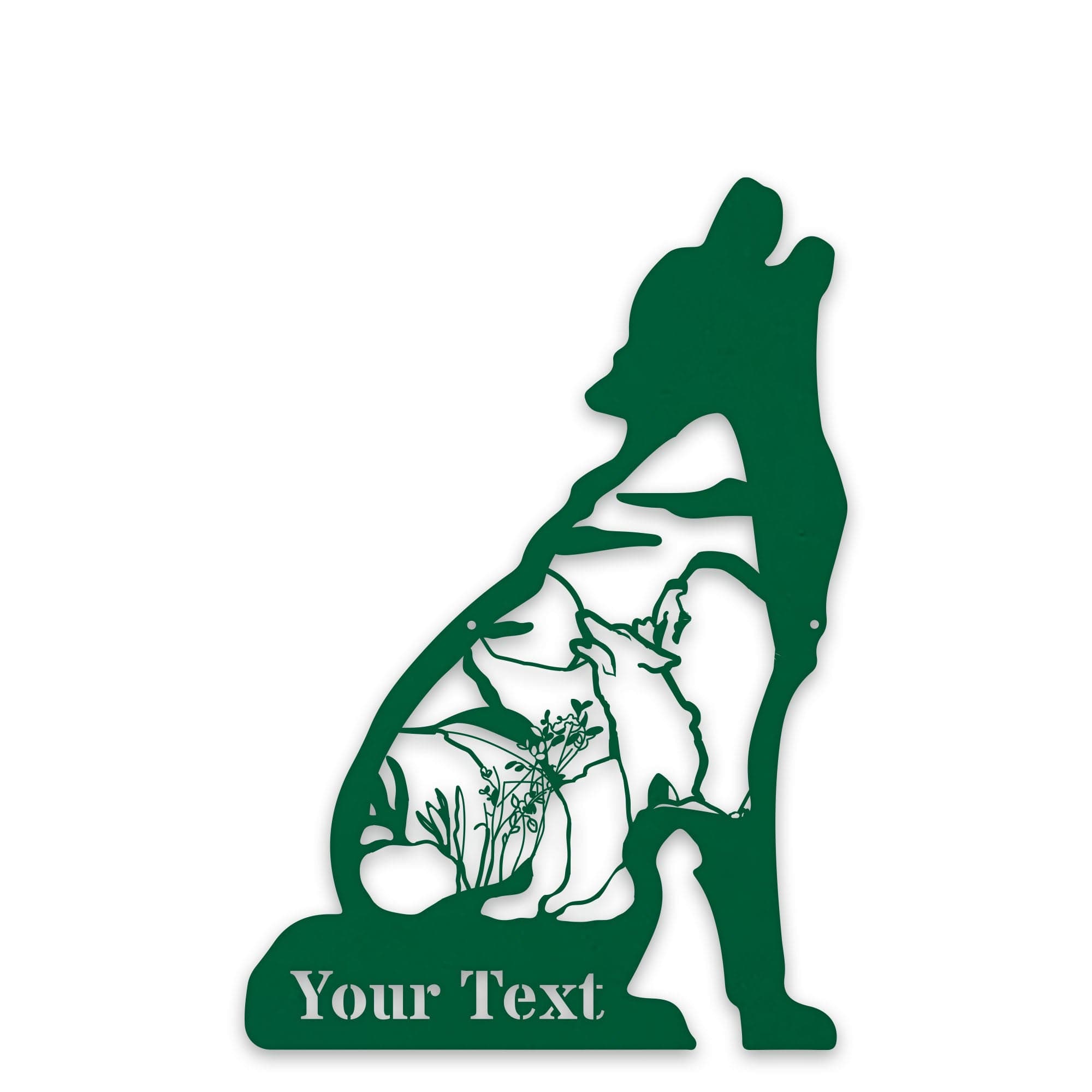 Great Outdoors- Howling Wolf with Scenery Personalized Metal Sign