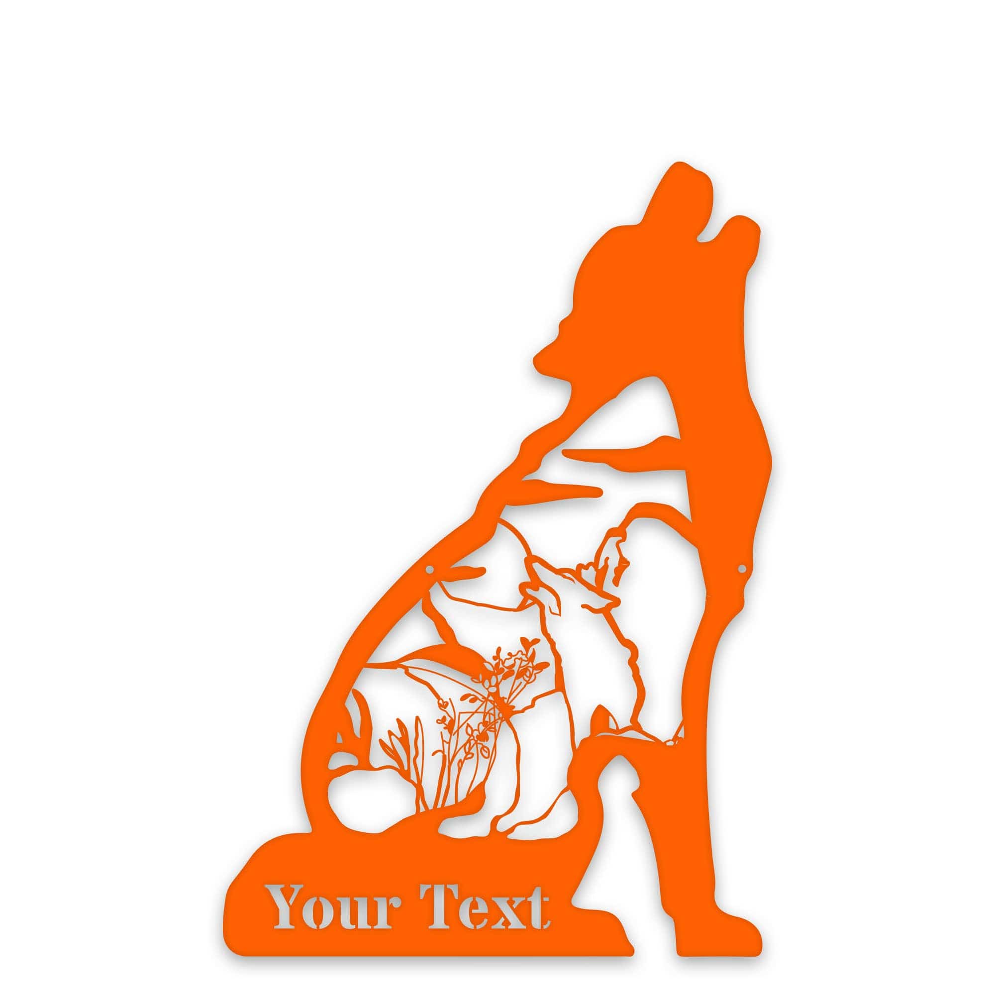 Great Outdoors- Howling Wolf with Scenery Personalized Metal Sign