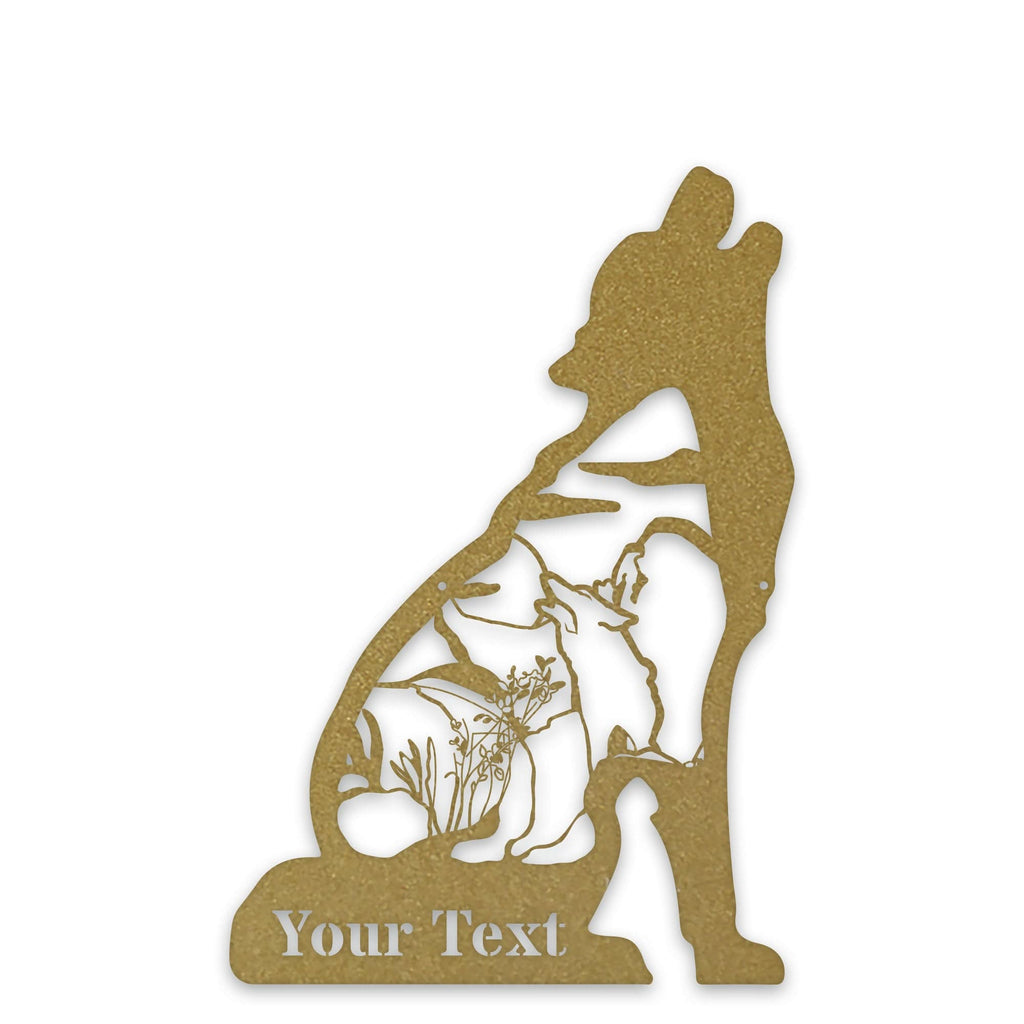 Great Outdoors- Howling Wolf with Scenery Personalized Metal Sign