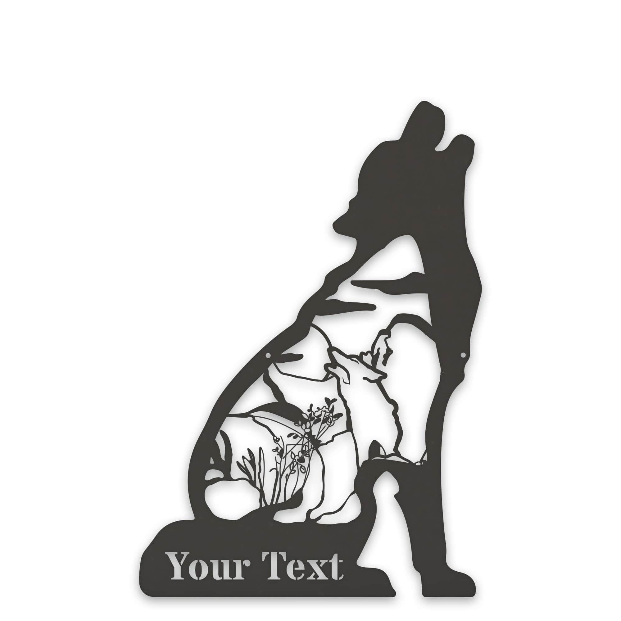 Great Outdoors- Howling Wolf with Scenery Personalized Metal Sign