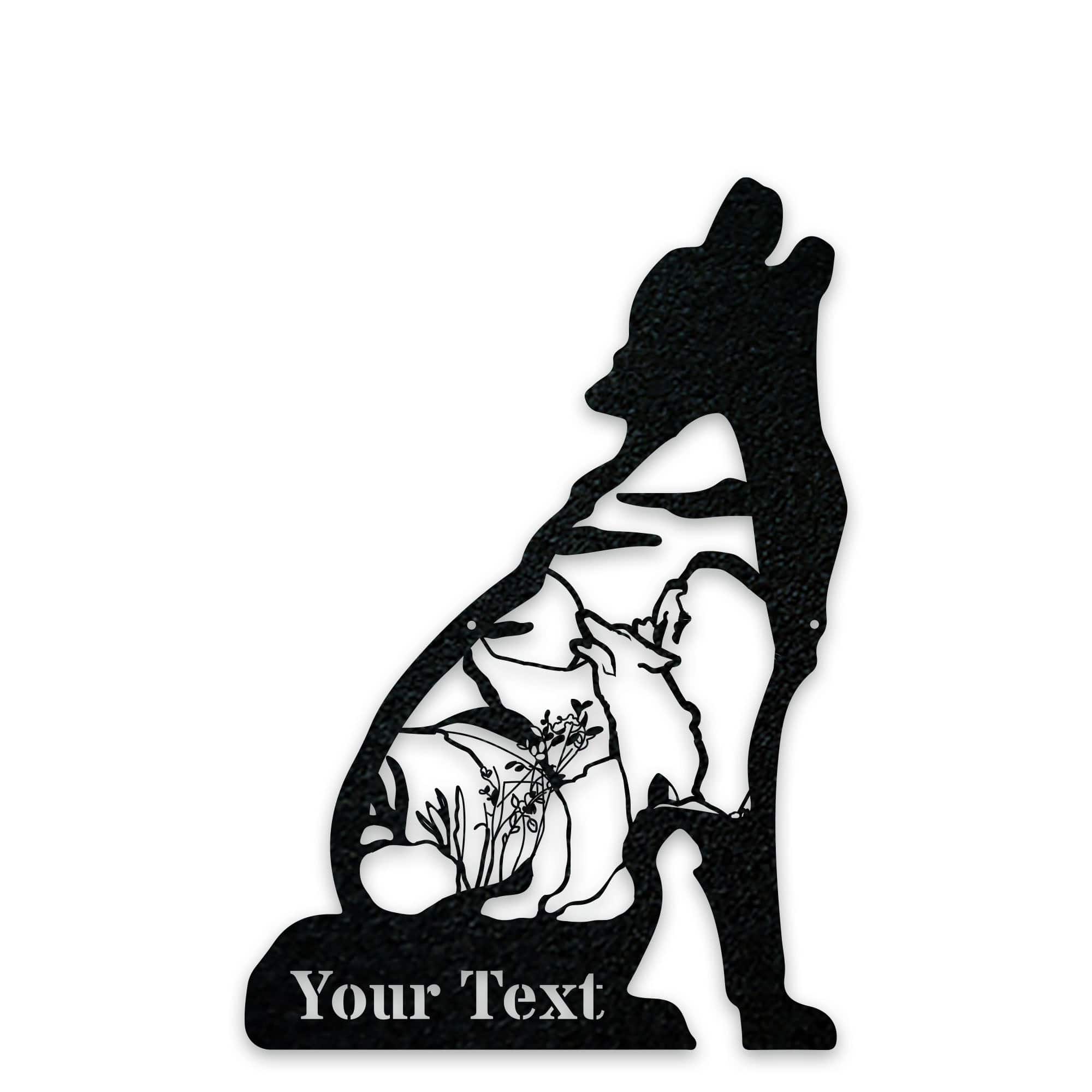 Great Outdoors- Howling Wolf with Scenery Personalized Metal Sign