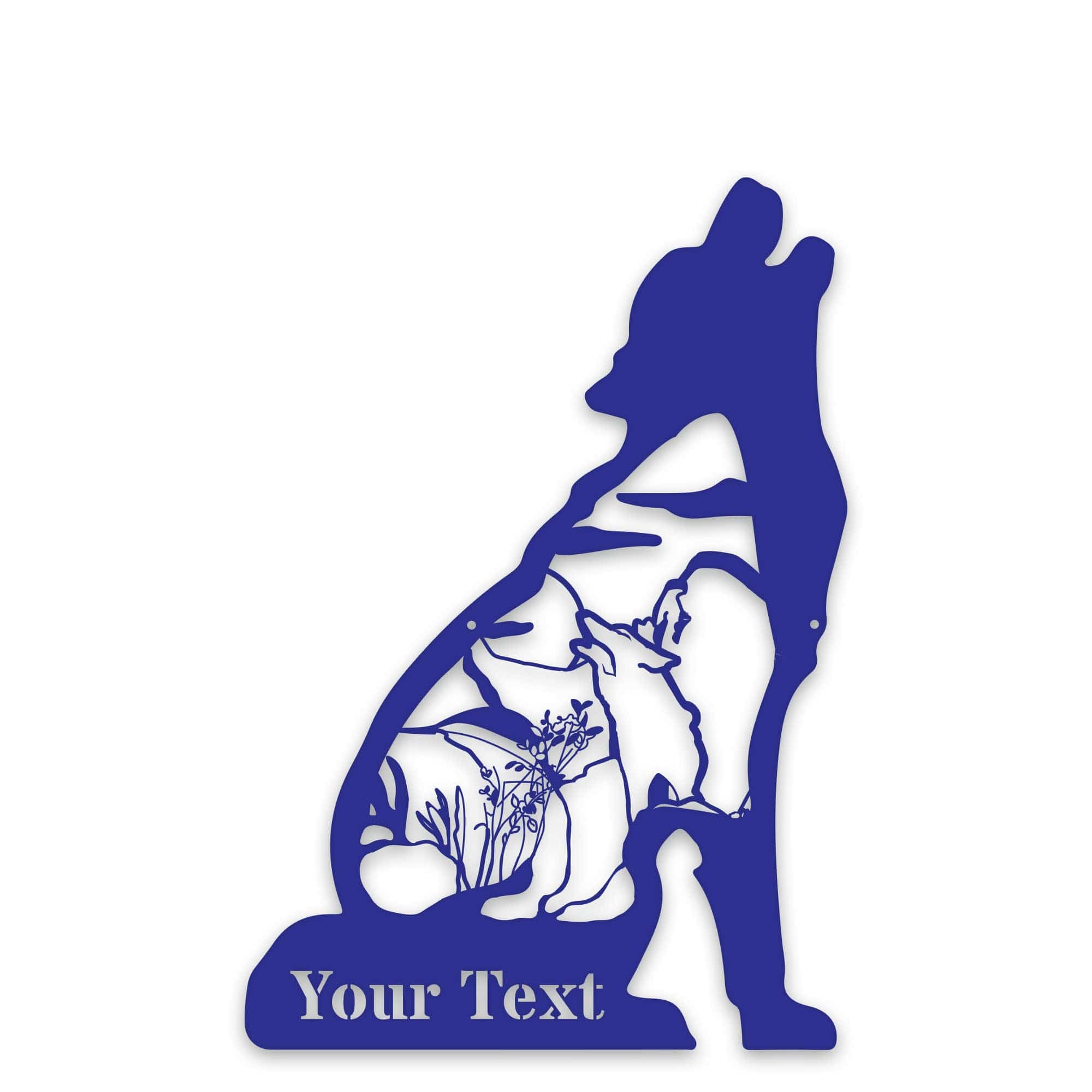 Great Outdoors- Howling Wolf with Scenery Personalized Metal Sign