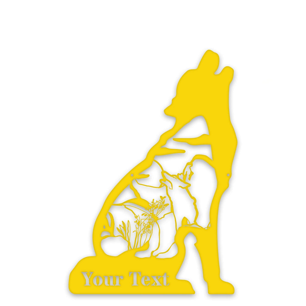 Great Outdoors- Howling Wolf with Scenery Personalized Metal Sign