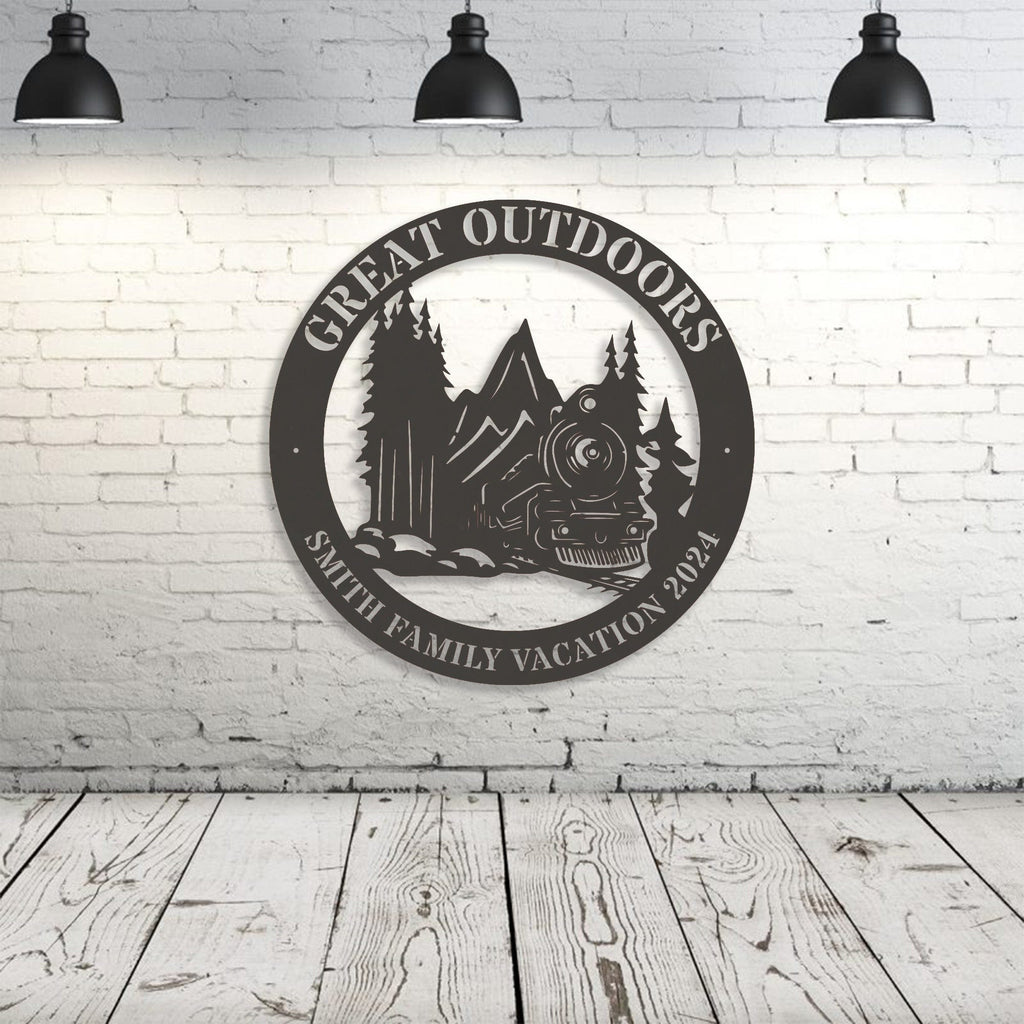 Great Outdoors Train Custom Metal Sign