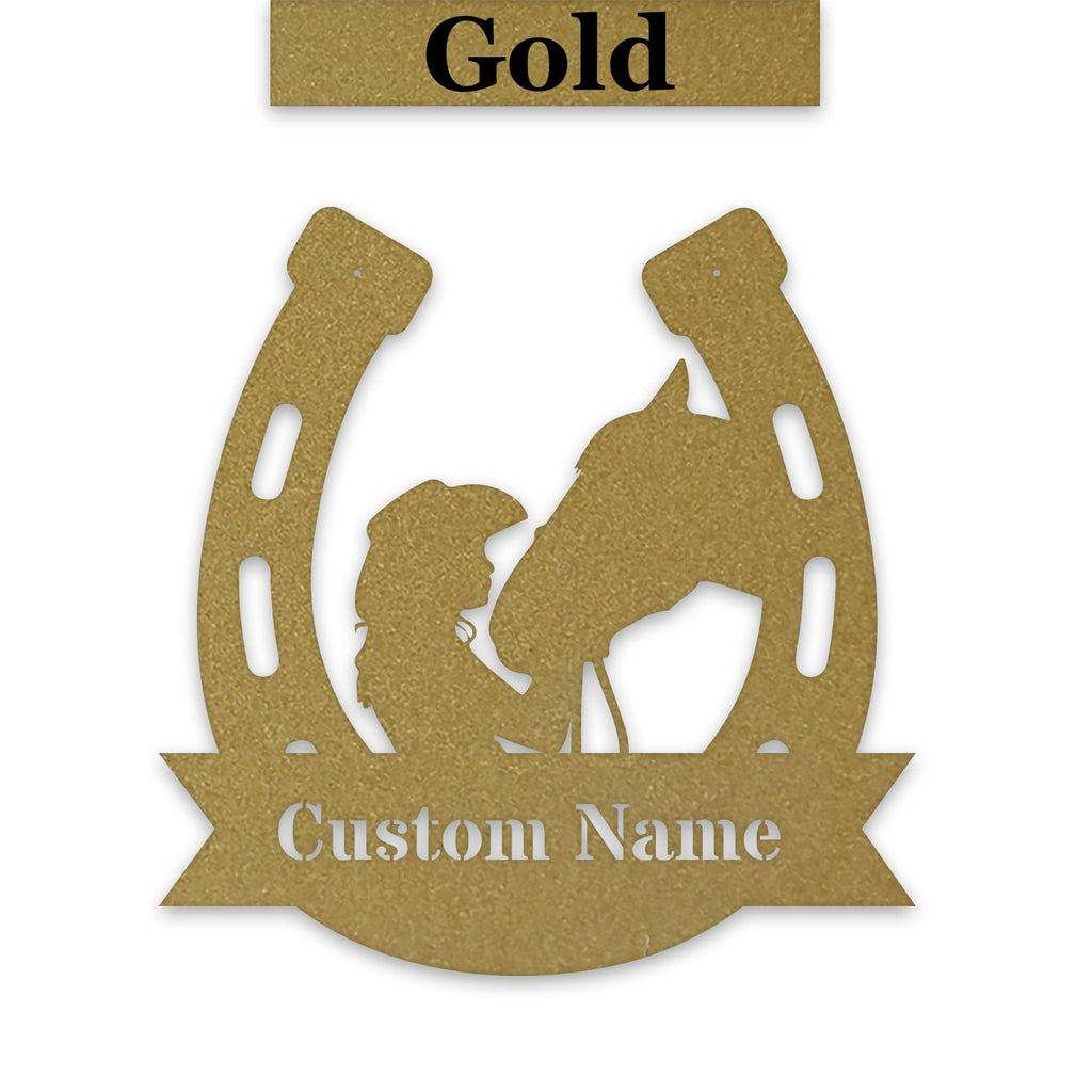 Her Lucky Horseshoe Personalized Metal Sign