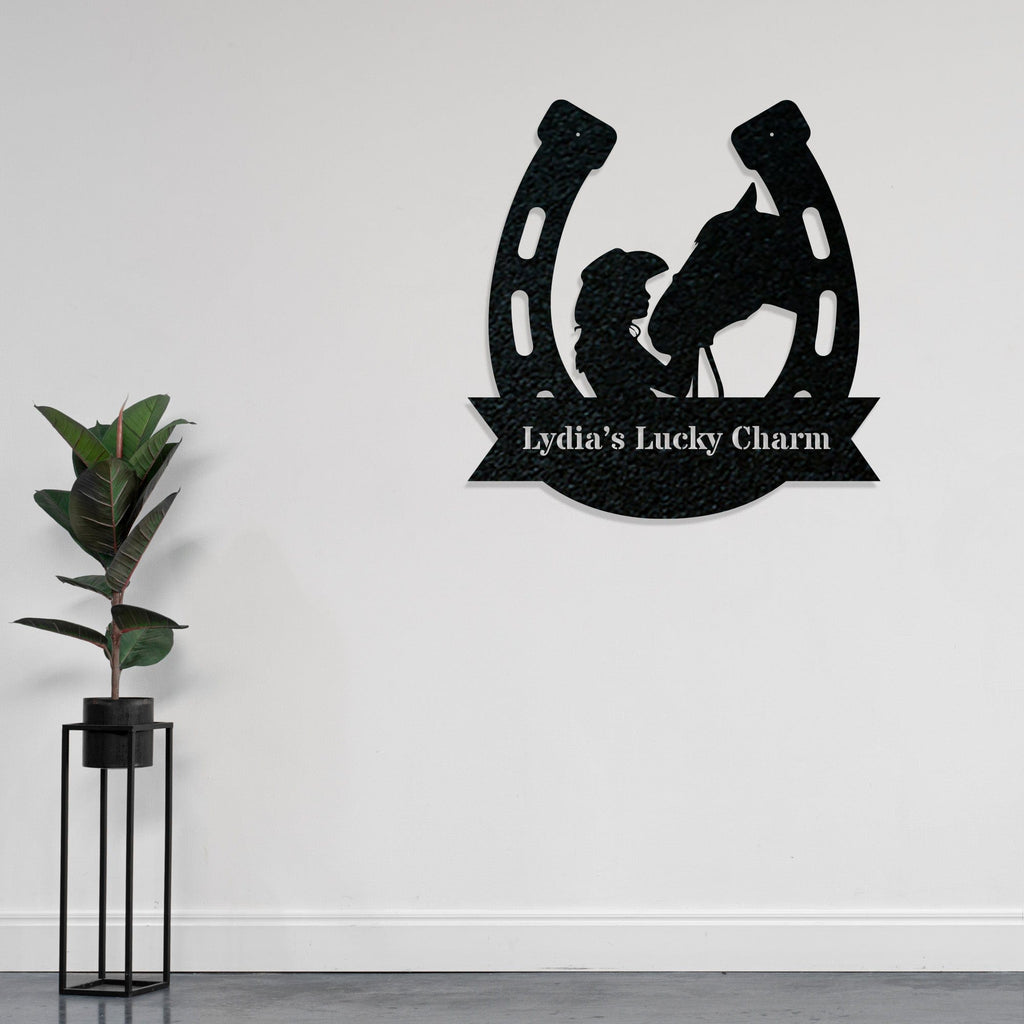 Her Lucky Horseshoe Personalized Metal Sign