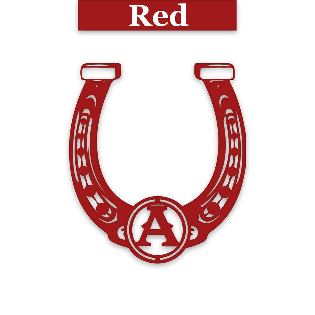 Ornate Lucky Horseshoe with Initial Metal Sign