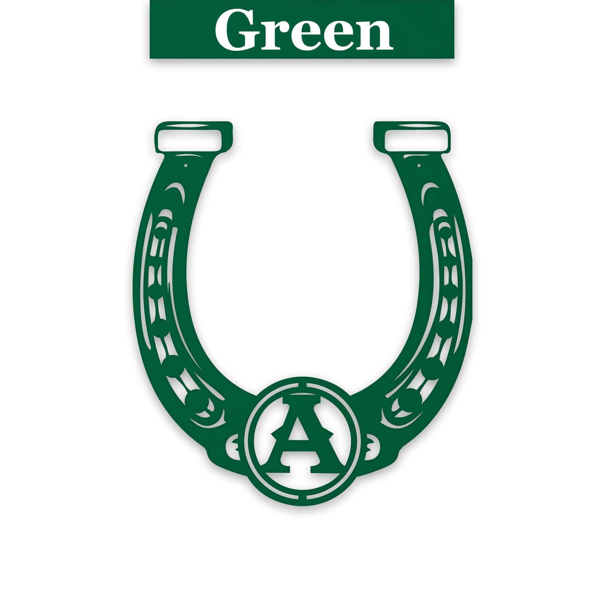 Ornate Lucky Horseshoe with Initial Metal Sign