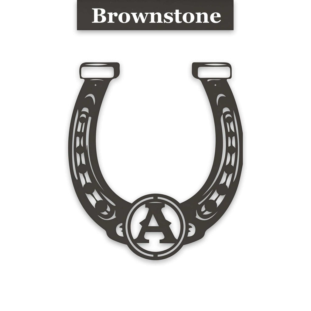 Ornate Lucky Horseshoe with Initial Metal Sign