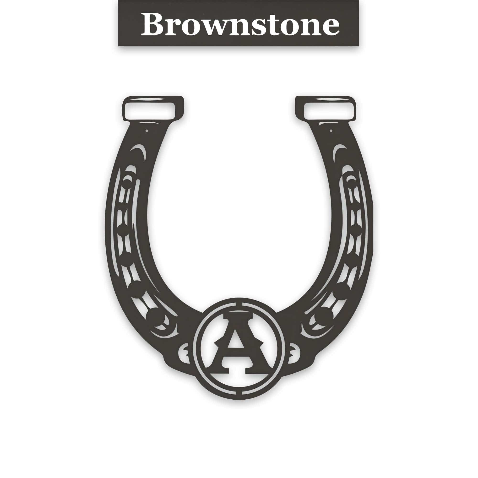 Ornate Lucky Horseshoe with Initial Metal Sign