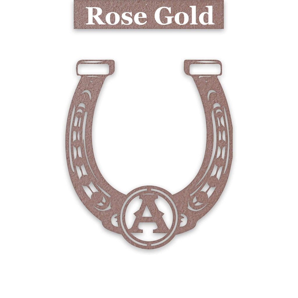 Ornate Lucky Horseshoe with Initial Metal Sign