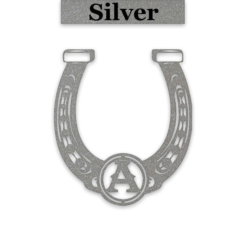 Ornate Lucky Horseshoe with Initial Metal Sign