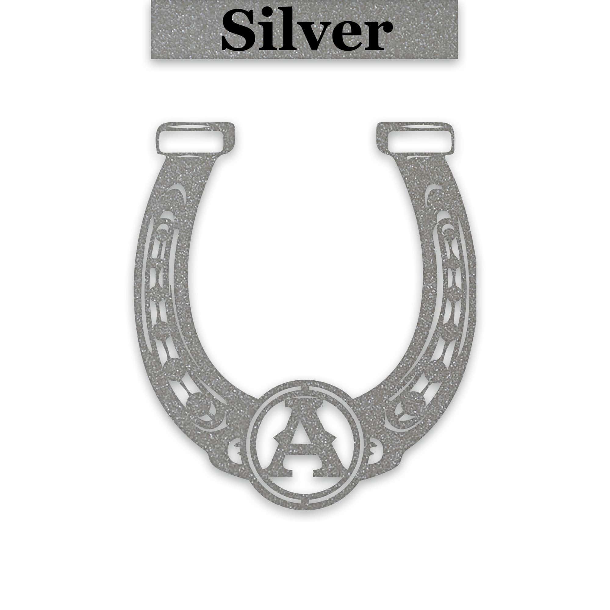 Ornate Lucky Horseshoe with Initial Metal Sign