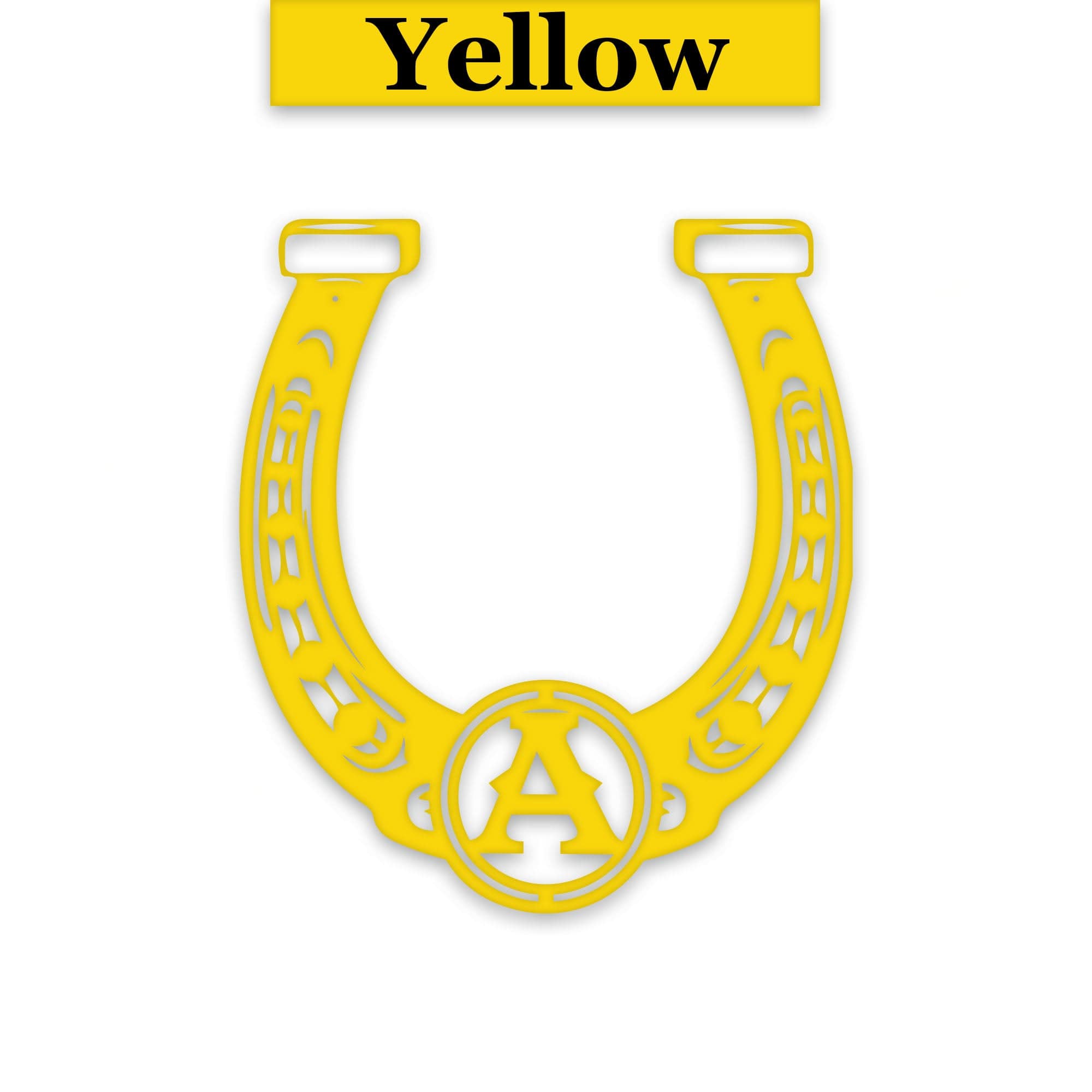 Ornate Lucky Horseshoe with Initial Metal Sign
