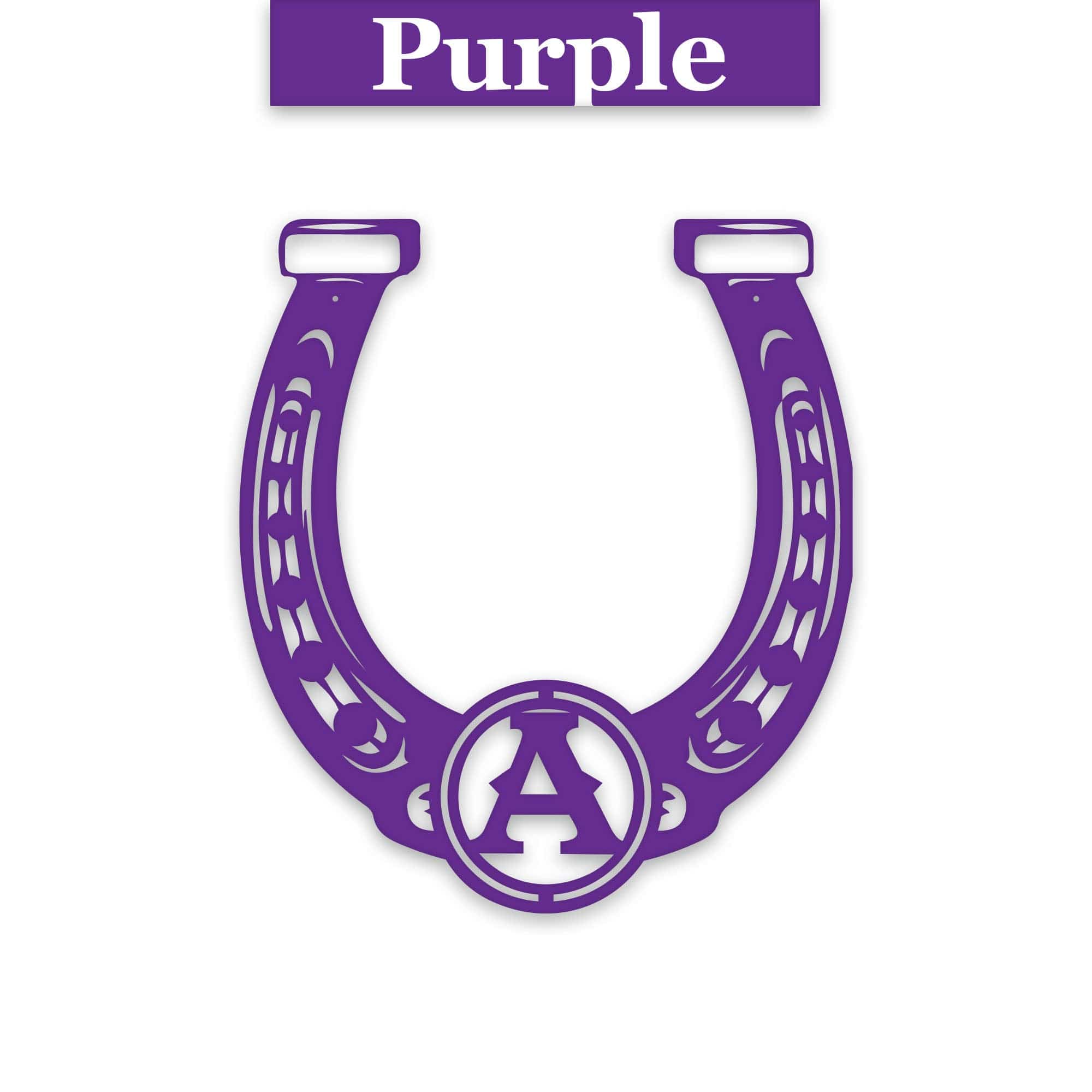 Ornate Lucky Horseshoe with Initial Metal Sign
