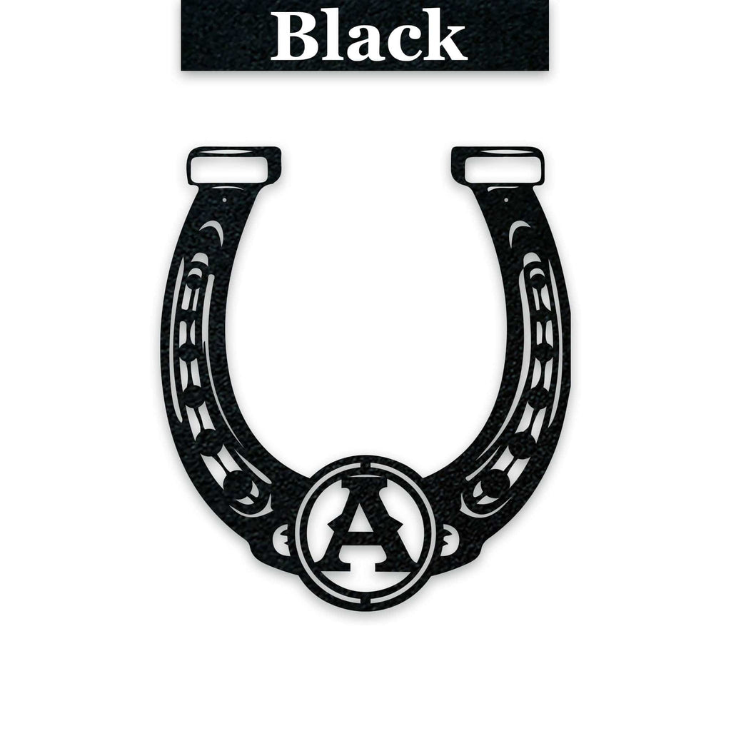Ornate Lucky Horseshoe with Initial Metal Sign