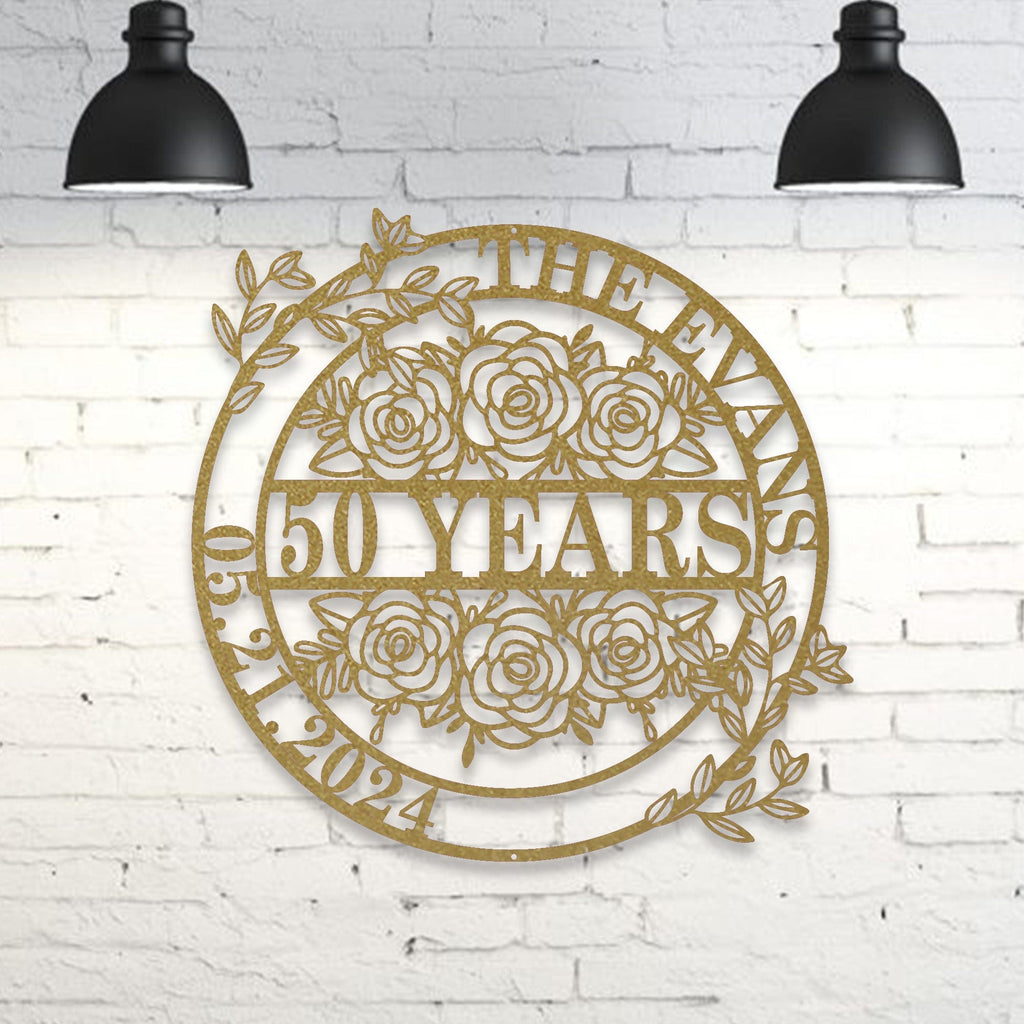 Personalized Anniversary/Wedding with Flowers metal sign