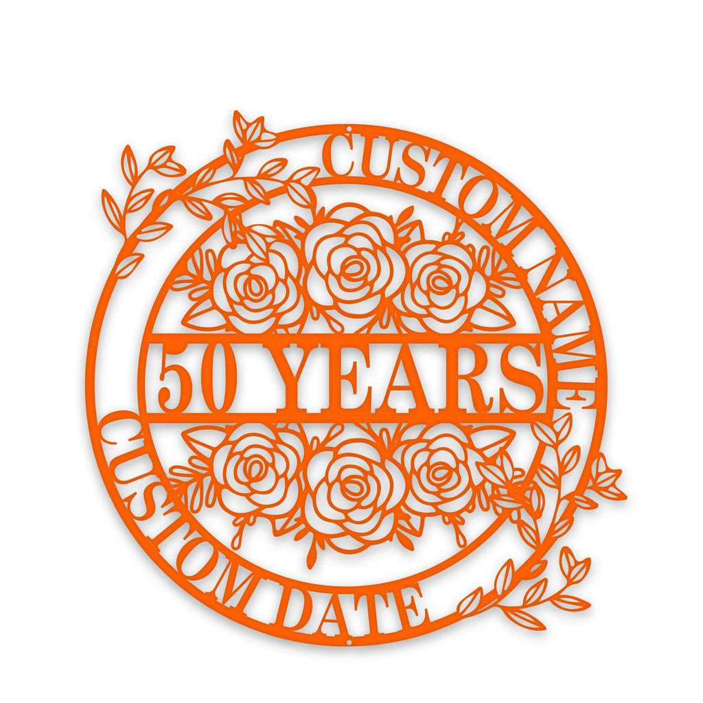 Personalized Anniversary/Wedding with Flowers metal sign