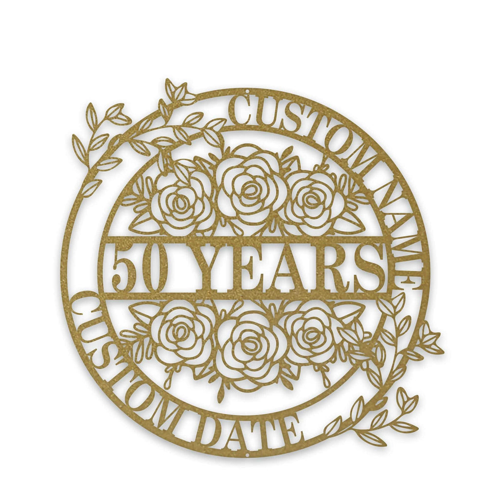 Personalized Anniversary/Wedding with Flowers metal sign