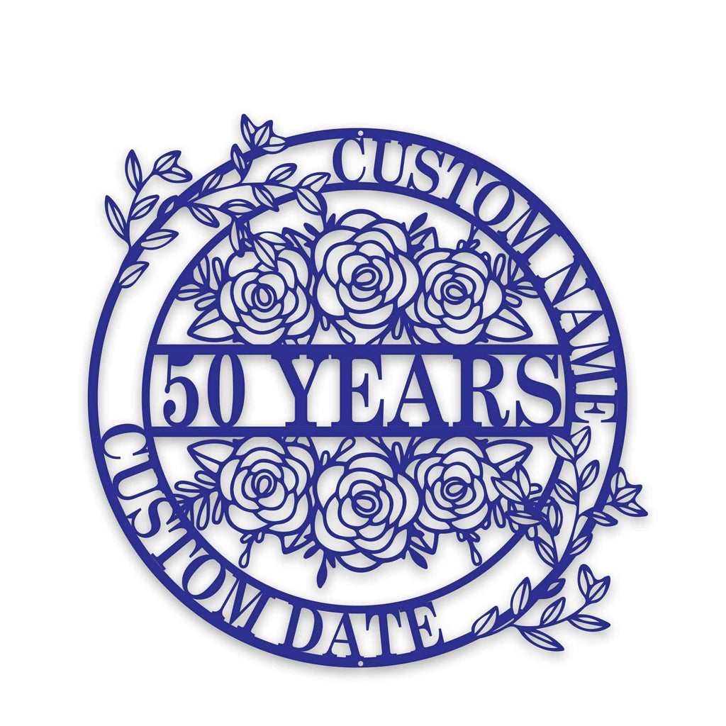 Personalized Anniversary/Wedding with Flowers metal sign