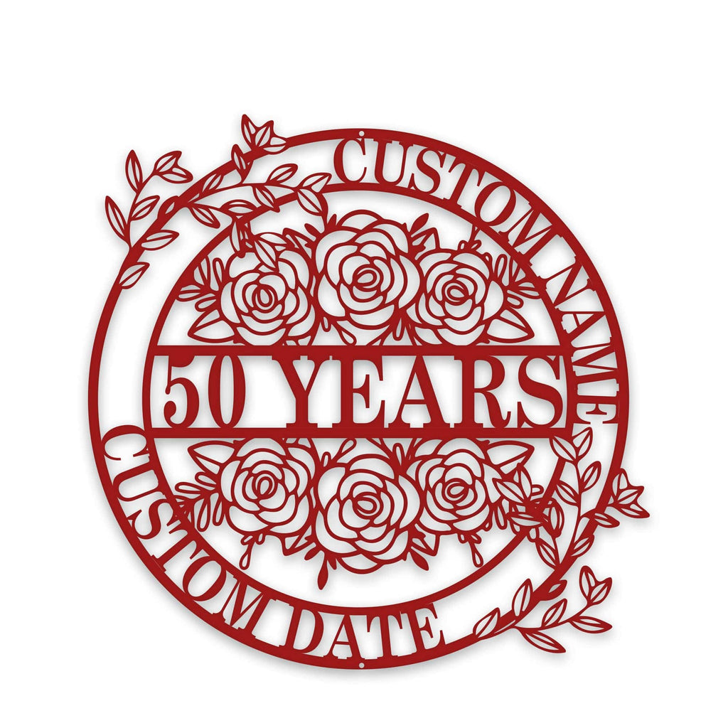 Personalized Anniversary/Wedding with Flowers metal sign