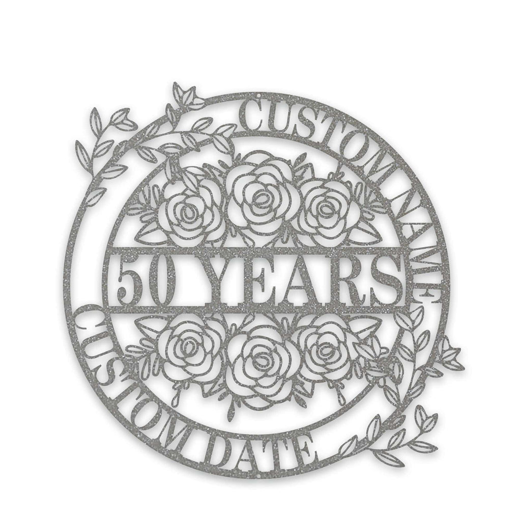 Personalized Anniversary/Wedding with Flowers metal sign