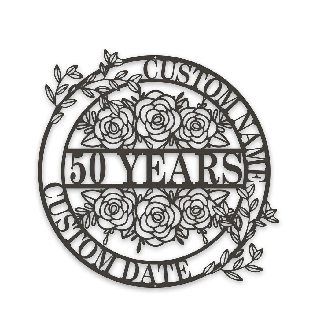 Personalized Anniversary/Wedding with Flowers metal sign