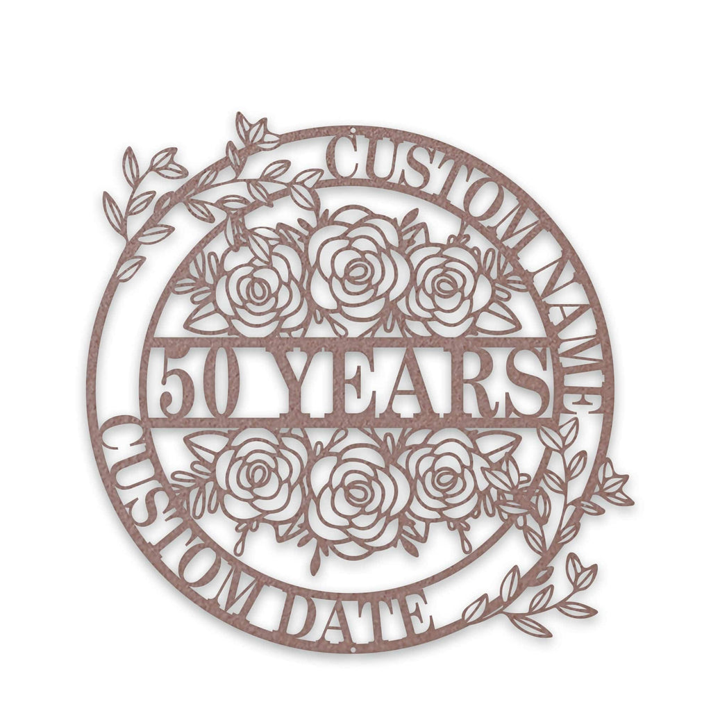 Personalized Anniversary/Wedding with Flowers metal sign