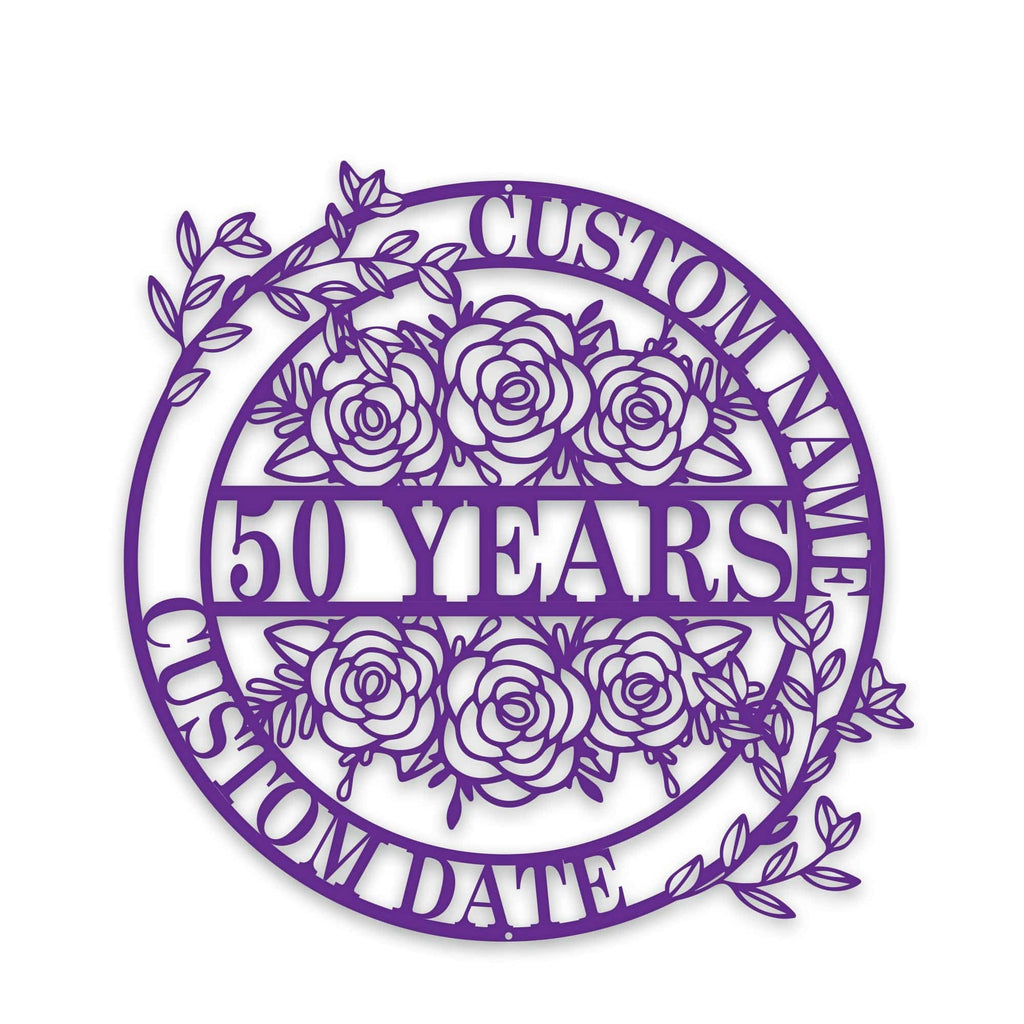 Personalized Anniversary/Wedding with Flowers metal sign