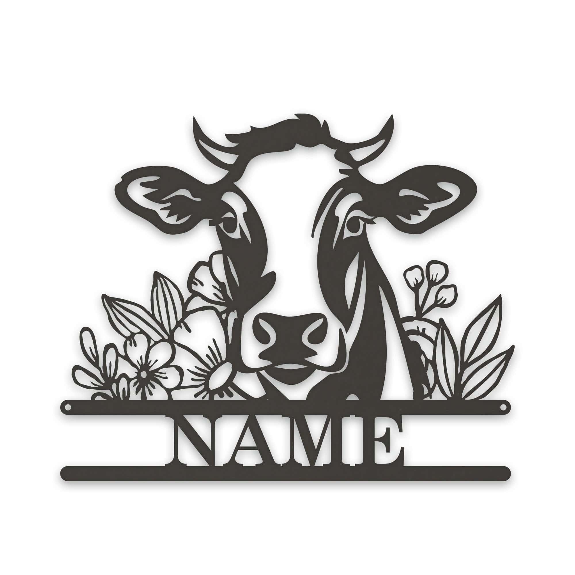 Rustic Cow Personalized Metal Sign - Wall Art with Flowers | Custom Garden Decor