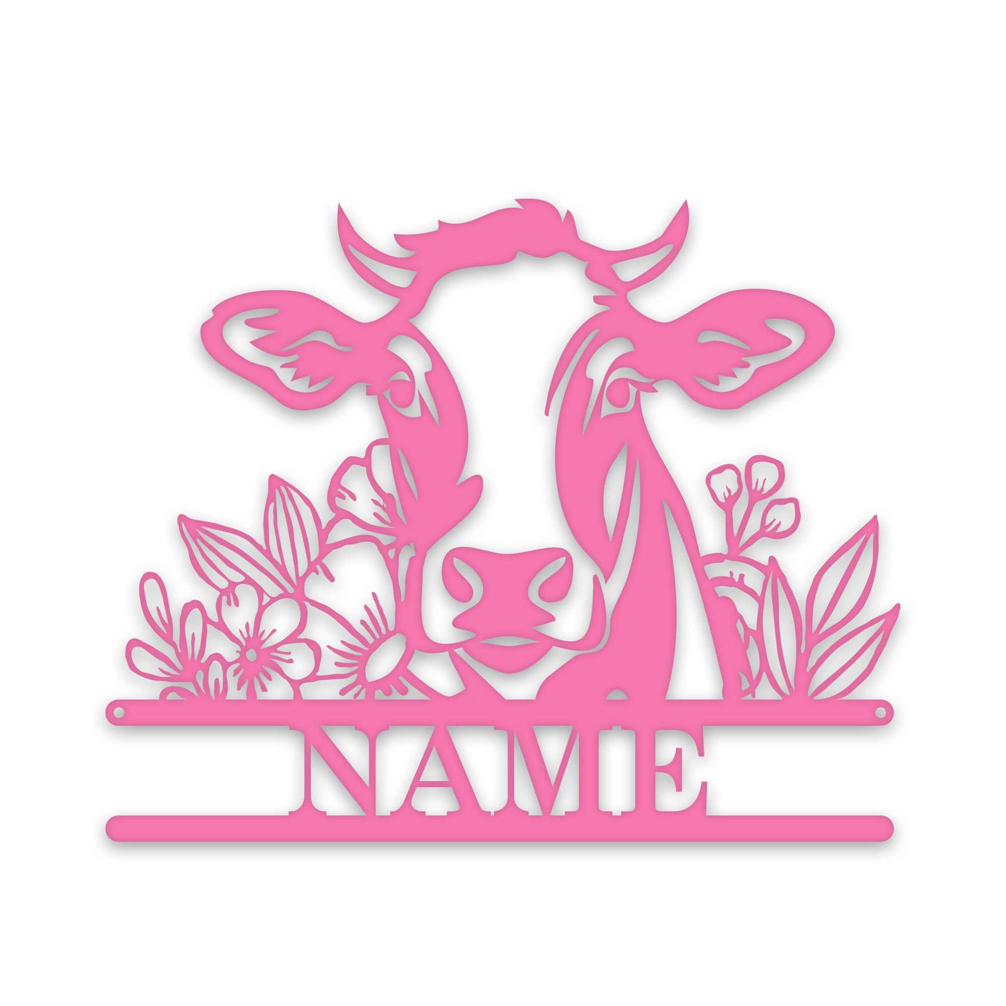 Rustic Cow Personalized Metal Sign - Wall Art with Flowers | Custom Garden Decor